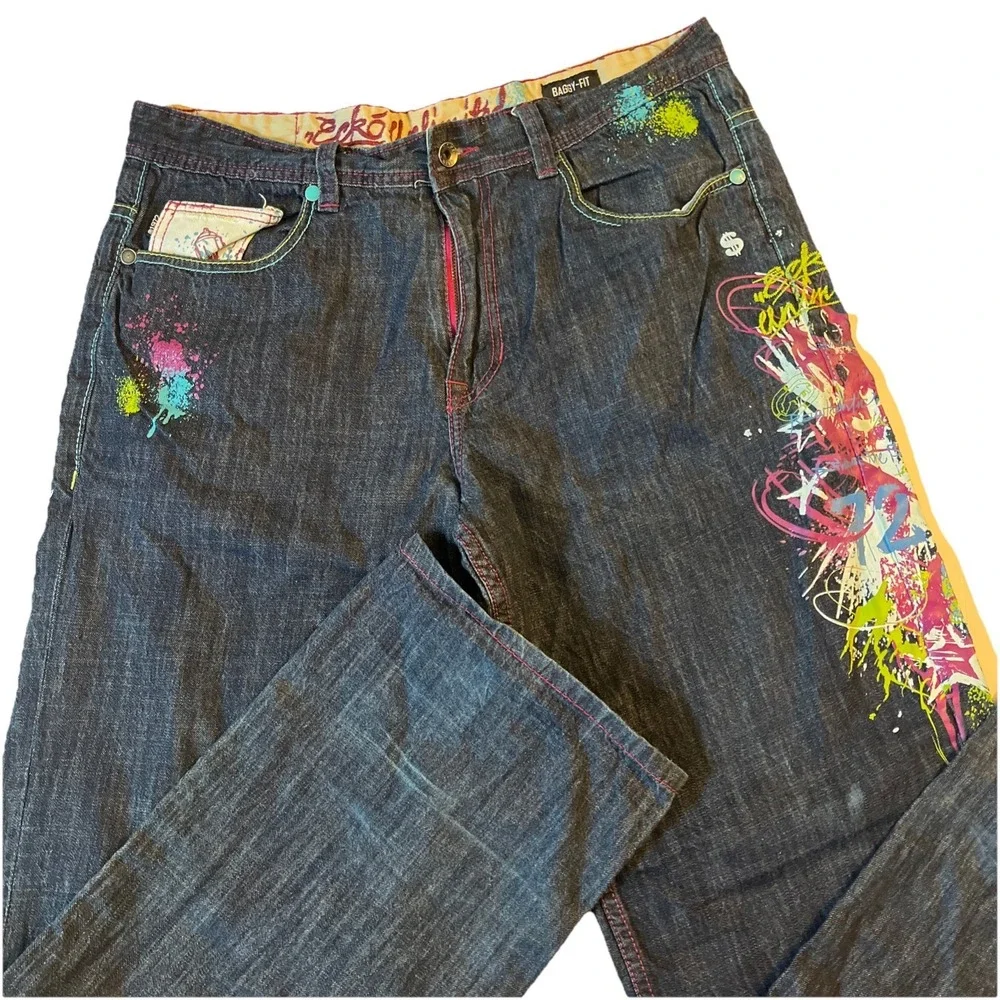 Ecko Unlimited Baggy Fit Jeans Skater Skateboard Mens 36 Vintage Y2K Street Wear